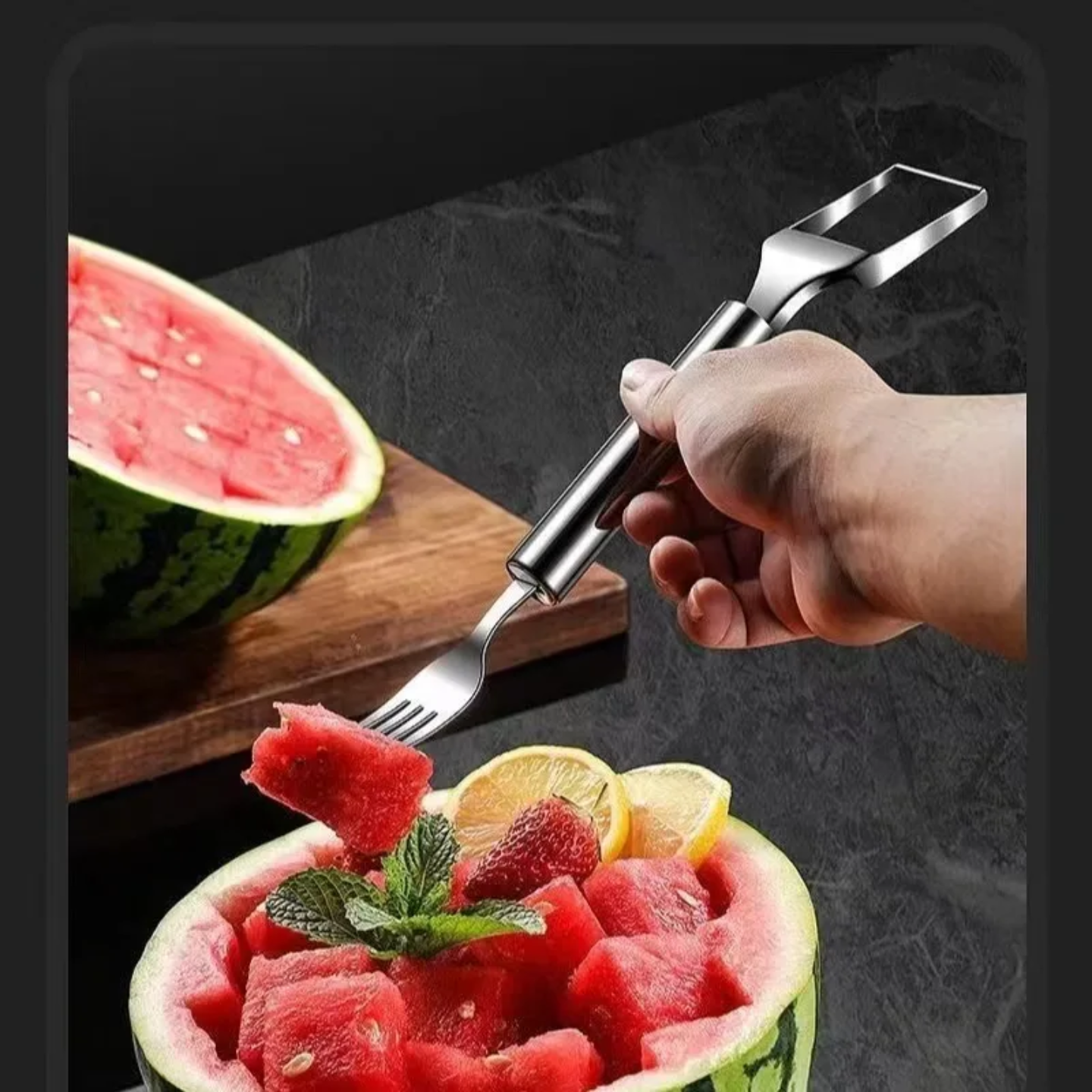2በ1 የሀብሀብ መቁረጫ እና ሹካ 4